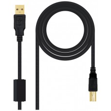 CABLE USB 2.0 A/M-B/M 5M NANOCABLE FERRITA (Espera 4 dias)