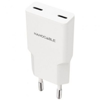 CARGADOR 2xUSB-C/PD 30W BLANCO NANOCABLE 10.10.2029