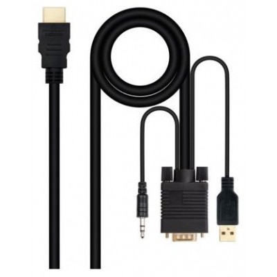 CABLE CONVERSOR HDMI A VGA+JACK3.5+USB-A 1.8 M