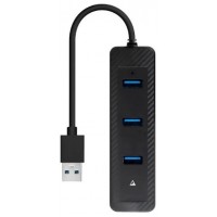 NANOCABLE HUB USB3.0 3xUSB3.0+RJ45 USB-A/M-RJ45/H NEGRO 15CM