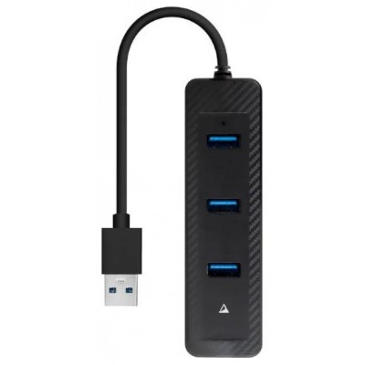 NANOCABLE HUB USB3.0 3xUSB3.0+RJ45 USB-A/M-RJ45/H NEGRO 15CM