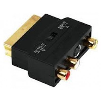 ADAPTADOR EUROCONECTOR RCA/SVIDEO SCART/M-3xRCA/H+SVIDEO/H CON SWITCH NANOCABLE (Espera 4 dias)