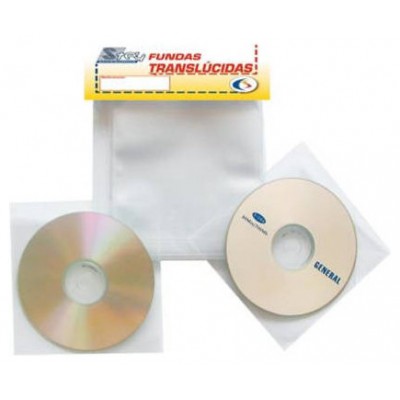 PACK DE 100 FUNDAS CD-DVD PP TRANSPARENTE NO ADHESIVAS CON SOLAPA 3L 10297 (Espera 4 dias)