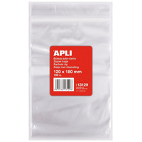 Apli Pack de 100 Bolsas de Auto Cierre 120 x 180 mm --1SX Apli Pack de 100 Bolsas de Auto Cierre 120 x 180 mm -