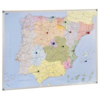 MAPA DE ESPAÑA Y PORTUGAL MAGNETICO 103X129 CM. MARCO ALUMINIO FAIBO 153T (Espera 4 dias)