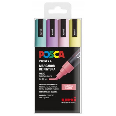 ESTUCHE 4 UDS. PC-5M PASTEL POSCA UNIBALL 182634811 (Espera 4 dias)