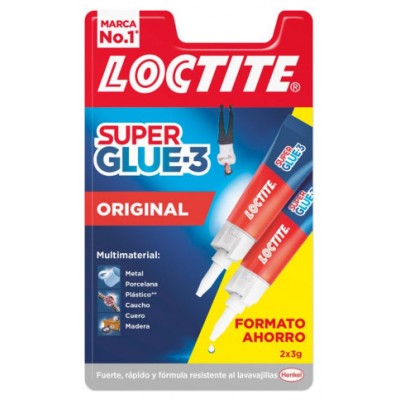 LOCTITE SUPERGLUE-3 ORIGINAL DUO 2X3 BL 3GR+3GR LOCTITE 2640781 (Espera 4 dias)