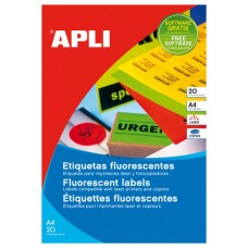 PACK 20 HOJAS (20UD.)ETIQUETAS ROJO FLUORESCENTE PERMANENTES 210,0 X 297,0 MM APLI 2880 (Espera 4 dias)