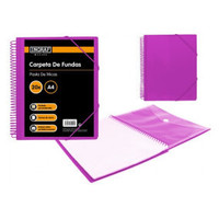 CARPETA ESPIRAL 20 FUNDAS CON SOBRE A4 MORADO POLIPROPILENO INGRAF 332490 (MIN48) (Espera 4 dias)