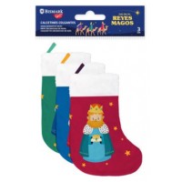 PACK 3 CALCETINES DECORATIVOS REYES MAGOS (VERDE/ROJO Y AZUL) BISMARK 332889 (Espera 4 dias)