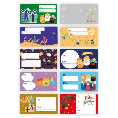 CAJA 100 ETIQUETAS ADHESIVAS PARA REGALOS REYES MAGOS BISMARK 332911 (Espera 4 dias)