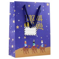 BOLSA PAPEL REYES MAGOS M (27X12X37 CM) FOIL CON TARJETA COLGANTE COLORES SURTIDOS BISMARK 333600 (Espera 4 dias)
