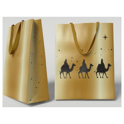 BOLSA DORADA PAPEL REYES MAGOS S (24X10X32 CM) CON TARJETA COLGANTE BISMARK 333673 (Espera 4 dias)-SX97 BOLSA DORADA PAPEL REYES MAGOS S (24X10X32 CM) CON TARJETA COLGANTE BISMARK 333673 (Espera 4 dias)