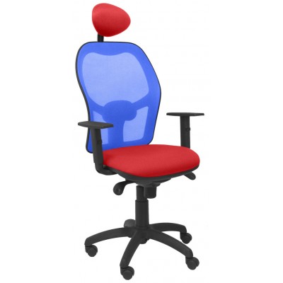 PIQUERAS Y CRESPO Silla Jorquera malla azul asiento bali rojo con cabecero fijo