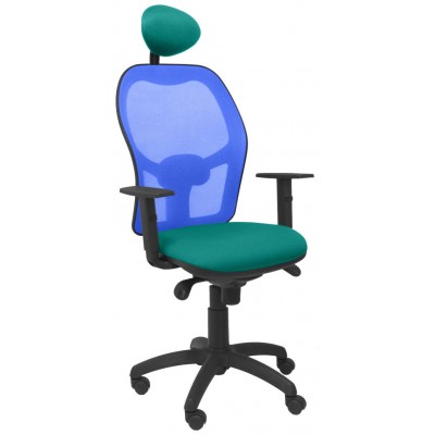 PIQUERAS Y CRESPO Silla Jorquera malla azul asiento bali turquesa con cabecero fijo