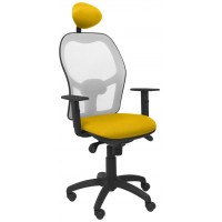 PIQUERAS Y CRESPO Silla Jorquera malla gris asiento bali amarillo con cabecero fijo