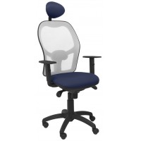PIQUERAS Y CRESPO Silla Jorquera malla gris asiento bali azul marino con cabecero fijo