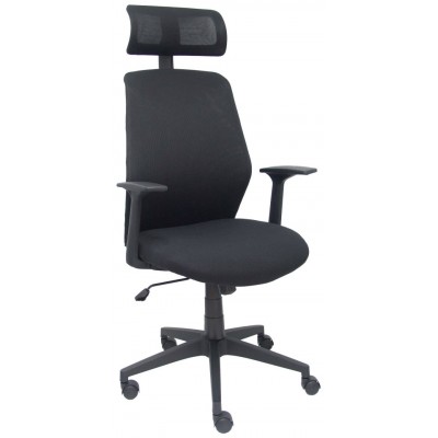 FOROL Silla Parolis respaldo malla negro con cabecero y asiento aran negro