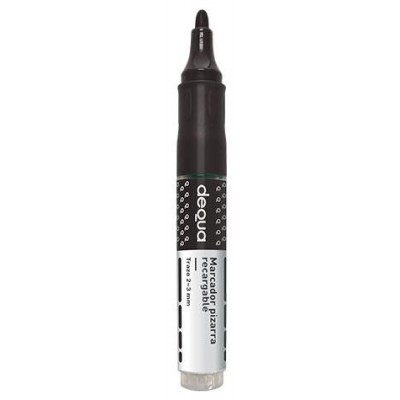 DEQUA Marcador pizarra recargable punta conica trazo 1,5-3mm negro