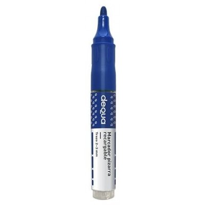 DEQUA Marcador pizarra recargable punta conica trazo 1,5-3mm azul