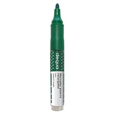 DEQUA Marcador pizarra recargable punta conica trazo 1,5-3mm verde