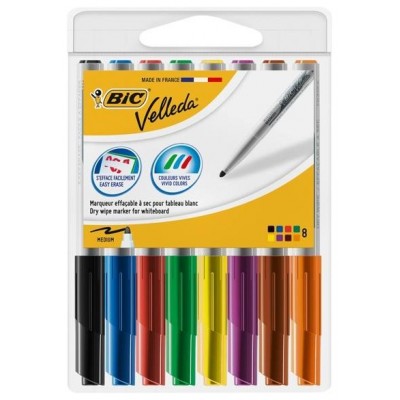 BIC BOLI 8 marcadores Velleda 1741 punta conica trazo 1,4mm surtidos