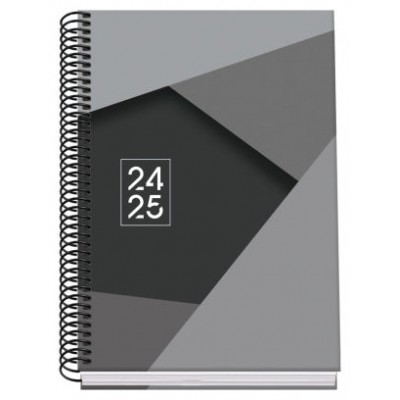 AGENDA ESCOLAR 2024-2025 TAMAÑO A5 TAPA CARTON FORRADO  DÍA PÁGINA TANGRAM BASIC NEGRO DOHE 51743 (Espera 4 dias)