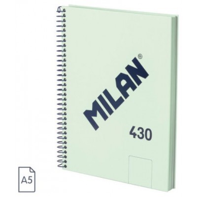 CUADERNO A5 CON ESPIRAL Y TAPA DURA, 80 HOJAS BLANCAS DE 95 GR/M, COLECCIÓN 430 SINCE 1918, VERDE MILAN 57151E80GR (Espera 4 dias)