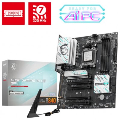 PLACA BASE MSI B840 GAMING PLUS WIFI ATX AM5 DDR5-SX26 PLACA BASE MSI B840 GAMING PLUS WIFI ATX AM5 DDR5