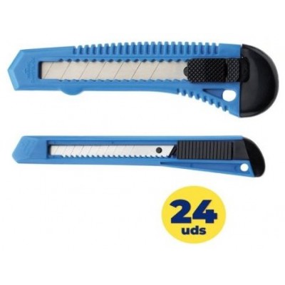 PACK CUTTER 24 UDS CUCHILLA 9MM AZUL GRAFOPLAS (Espera 4 dias)