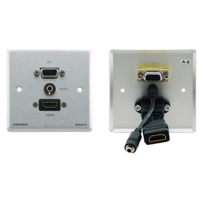 (CONSULTAR STOCK) KRAMER ROOM CONNECTIVITY CONNECT - ROOM CONNECTIVITY PASSIVE WALL PLATE - 15-PIN HD (F/F), 3.5MM & HDMI-MODEL (WXA-H/EU(W)-86) (80-000114) (Espera 4 dias)