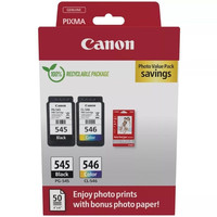 CANON Pack 2 PG545/CL546 Photo Value Pack ECO + 50h papel photo carton