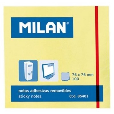 MILAN BLOC NOTAS ADHESIVAS 100 HOJAS 76X76MM AMARILLO