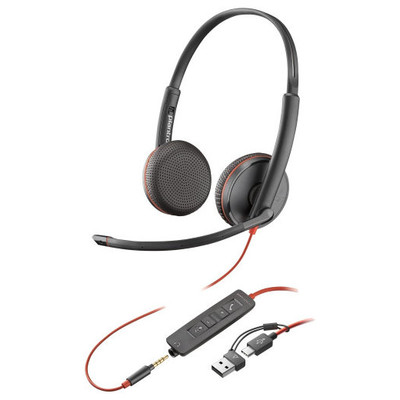 HP Poly Auriculares est&eacute;reo Poly Blackwire 3225 USB-C + Conector de 3,5 mm + Adaptador USB-C/A (Espera 4 dias)