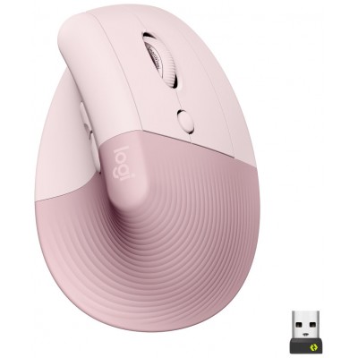 LOGITECH Raton Inalambrico 6 botones Ergonomico, Vertical, Videojuegos color Rosa