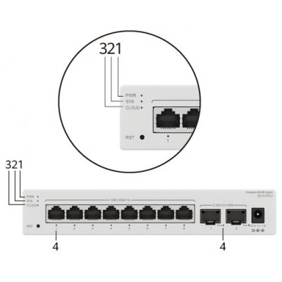 HUAWEI S210-24T2J (24*10/100/1000BASE-T PORTS, 2*2.5GE SFP PORTS, BUILT-IN AC POWER, FANLESS) (Espera 4 dias)