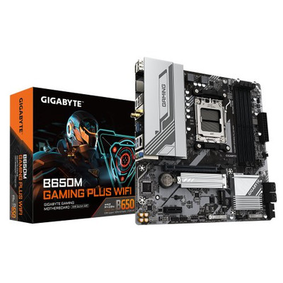 GIGABYTE B650M GAMING PLUS WIFI Placa base - Procesadores AMD Ryzen 9000, VRM de 5+2+2 fases, hasta 8000 MHz DDR5, 2xPCIe 4.0 M.2, LAN 2.5GbE, WIFI 6E, USB 3.2 Gen 1 (Espera 4 dias)