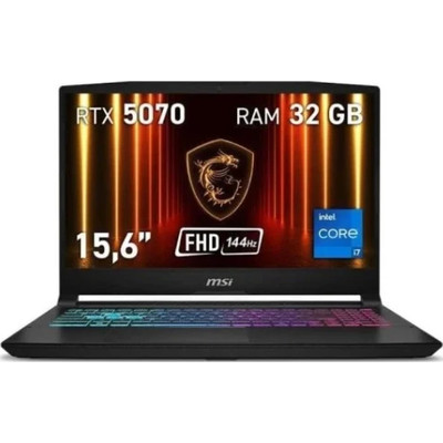 MSI PORTATIL KATANA 15 HX B14WGK-464ES. 15.6" FHD (1920*1080), 144HZ, IPS. I7-14650HX. RTX 5070, GDDR7 8GB. DDR5 16GB*2. 1TB SSD. W11 HOME. (Espera 4 dias)