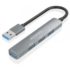 AISENS - HUB USB 3.0 ALUMINIO, 1XUSB3.0 A/H+3XUSB2.0 A/H, GRIS, 10CM