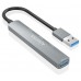 AISENS - HUB USB 3.0 ALUMINIO, 1XUSB3.0 A/H+3XUSB2.0 A/H, GRIS, 10CM