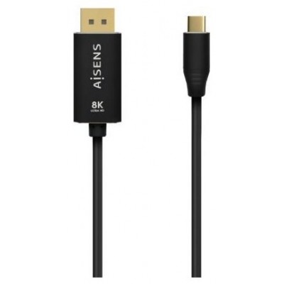 AISENS - CABLE CONVERSOR ALUMINIO USB-C A DISPLAYPORT 8K@60HZ, USB-C/M-DP/M, NEGRO, 0.8M