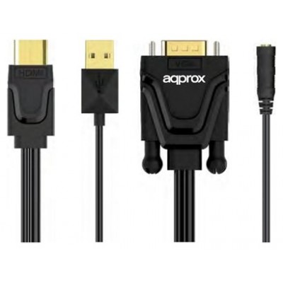 ADAPTADOR HDMI A VGA + AUDIO + ALIMENTACION APPROX (Espera 4 dias)