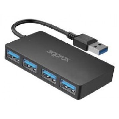 HUB 4 PUERTOS USB 3.0 NEGRO APPROX (Espera 4 dias)