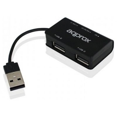 HUB 3 PUERTOS USB 2.0 + LECTOR TARJETAS NEGRO APPROX (Espera 4 dias)