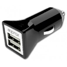 CARGADOR USB DUAL PARA COCHE 3.1A NEGRO APPROX (Espera 4 dias)