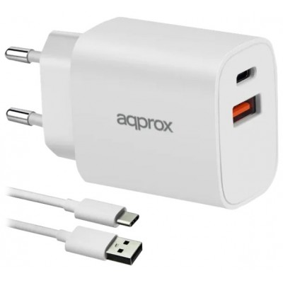 APPROX CARGADOR 20W QC 1 X USB A+ 1 X USB C+CABLE