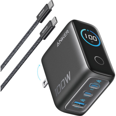 CARGADOR DE PARED ANKER 100W 3 PUERTOS CON PANTALLA INTELIGENTE NEGRO-SX23 CARGADOR DE PARED ANKER 100W 3 PUERTOS CON PANTALLA INTELIGENTE NEGRO
