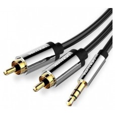 CABLE AUDIO ESTEREO JACK 3.5/M 2xRCA/M 1 M NEGRO/PLATA VENTION (Espera 4 dias)