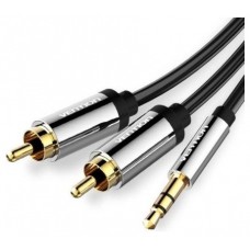 CABLE AUDIO ESTEREO JACK 3.5/M 2xRCA/M 5 M NEGRO VENTION (Espera 4 dias)