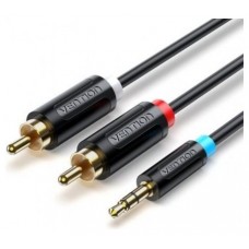 CABLE AUDIO ESTEREO JACK 3.5/M 2xRCA/M 2 M NEGRO VENTION (Espera 4 dias)